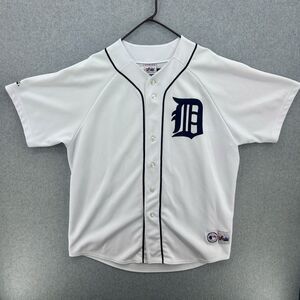 Detroit Tigers Majestic MLB Baseball Jersey White Button Front Oversized XL 90s